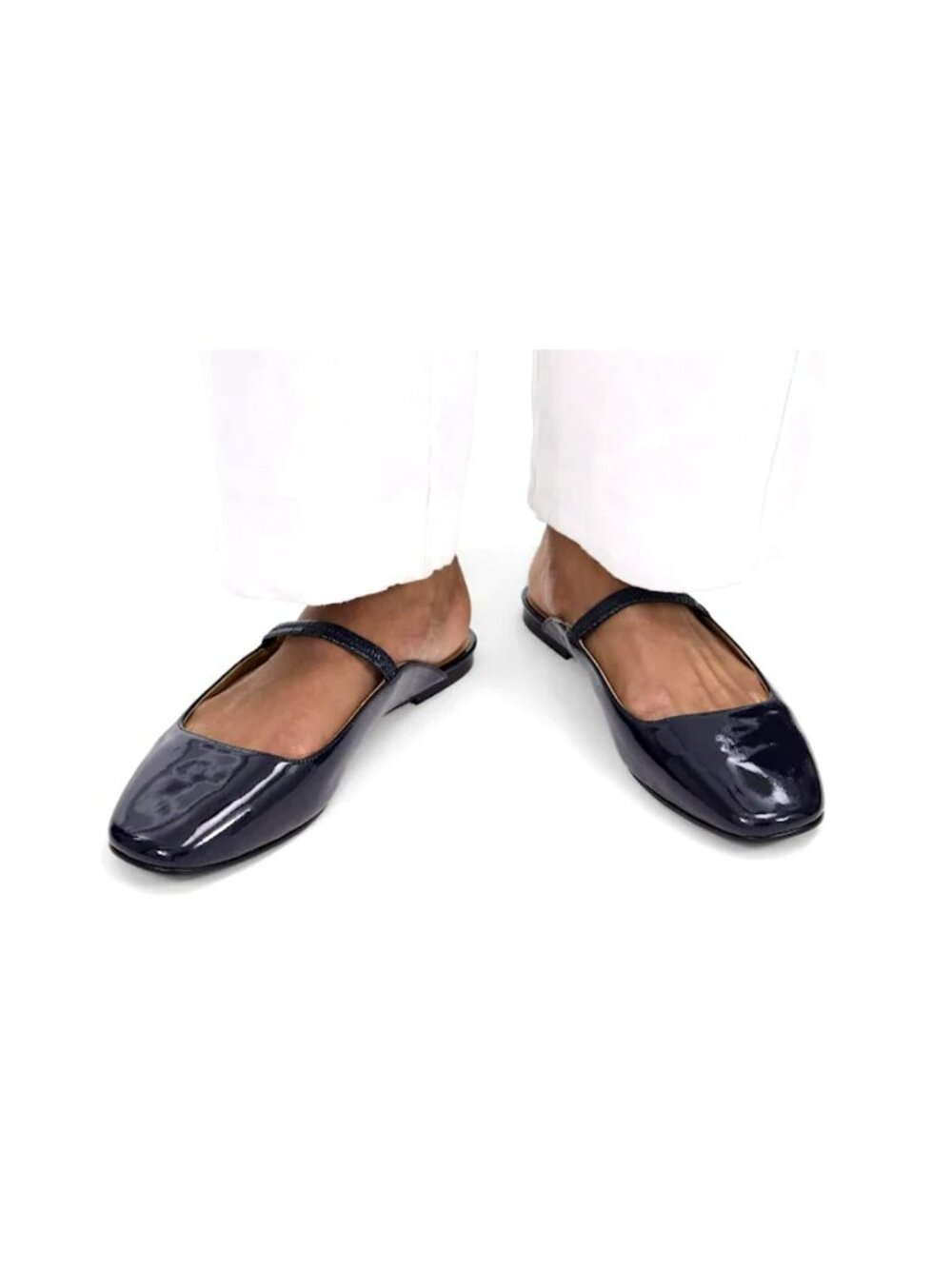 Madewell Square-Toe Navy Blue Patent Leather Flats Size 7.5 NWOB